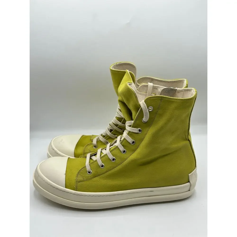 RICK OWENS DRKSHDW High Sneakers Ramones Canvas Acid Milk Sz 45/US 12 $1090